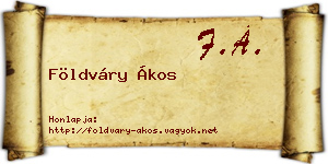 Földváry Ákos névjegykártya